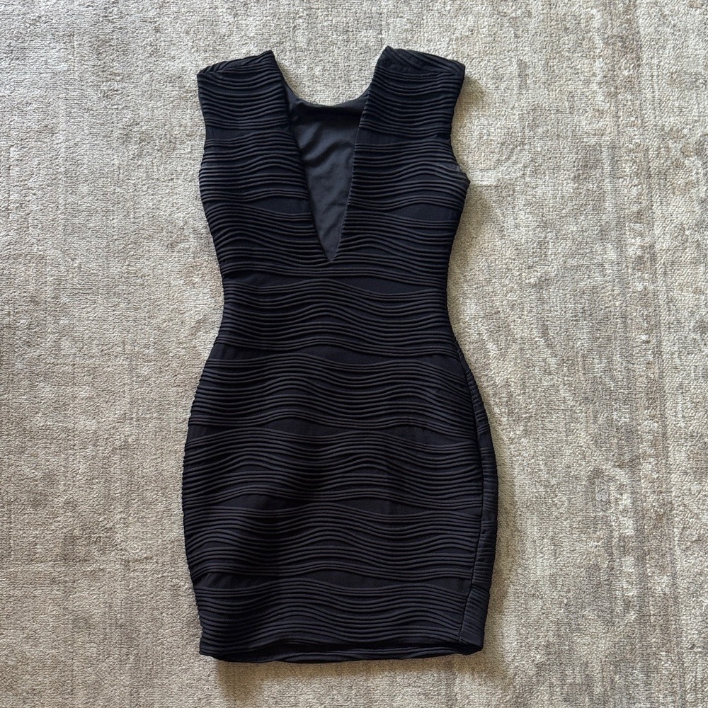 Bec & Bridge Black Textured Mini Dress